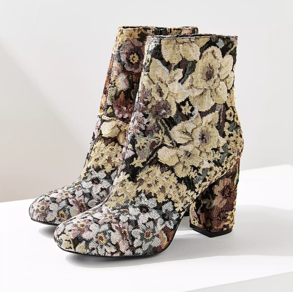 Emma Floral Jacquard Ankle Boot
